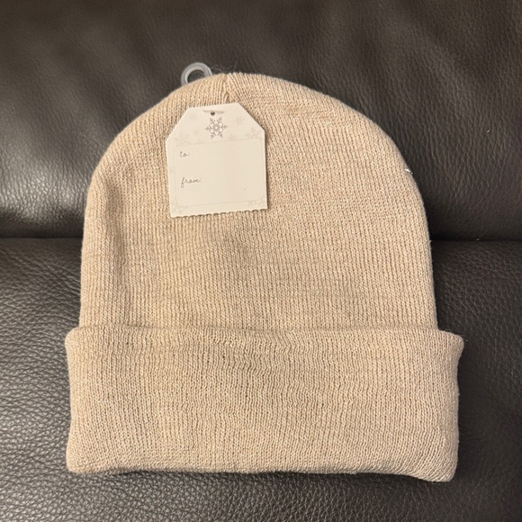 Accessories - Beige & Silver Sparkle Knit Beanie